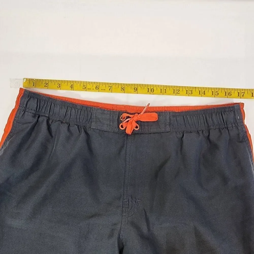 Nike Swim Trunks Mens Gray Orange Board Shorts Size Large E15